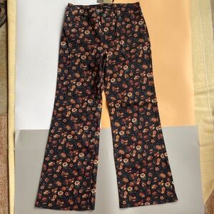 Peruvian Connection Floral Boot Cut Pants - Black and Orange